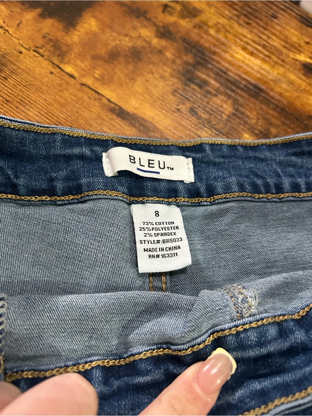 High-Waist Denim Sailor Shorts - Blue - Picture 3 of 4